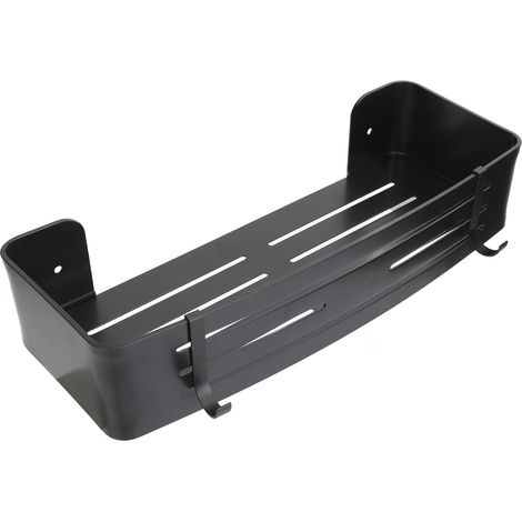 Étagère murale de salle de bain, grande capacité, gain de place, étagère flottante en aluminium noir pour salle de douche (1/5)