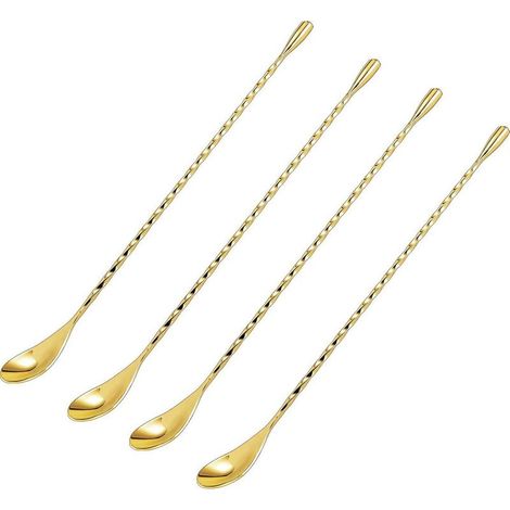 Lot de 4 cuillères à pêche en forme de goutte d'eau - Cuillère à pêche torsadée de 30 cm - coloris naturel, or rose, or et noir canon de fusil (1/5)