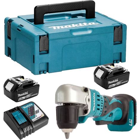 Makita – Perceuse d'angle 18V LXT avec 2 batteries 5,0Ah – Mandrin auto-serrant – Couple 10,3Nm – Éclairage LED – DDA351RTJ (1/10)