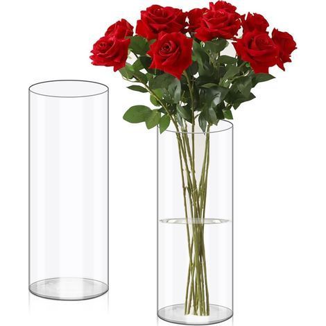 Transparente, zylindrische Vase aus bruchsicherem Acryl, ideal für Blumenarrangements, Hochzeitsdekorationen und DIY-Kreationen. (1/5)