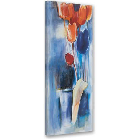 Tableau sur toile Fleurs colorées peintes 30x90 (1/5)