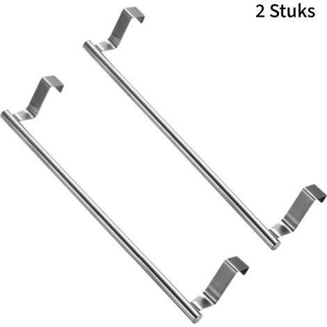 Set of 2 stainless steel wall shelves, no drilling required, 36 cm, for multifunctional storage of kitchen utensils, natural color (1/5)
