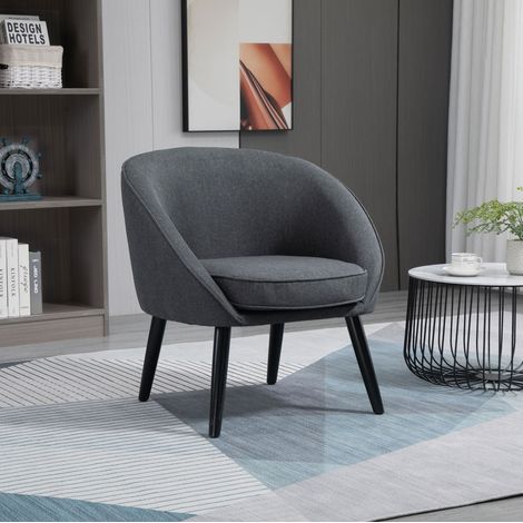 Sillón tapizado moderno poliéster gris 71x65x75 cm OKMYHOME (1/4)