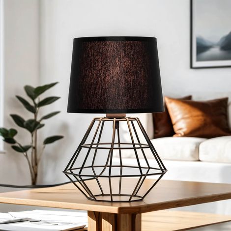Tischleuchte Schwarz Metall Drahtgestell Nachttisch Lampe