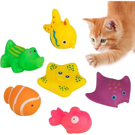 Set mit 6 farbenfrohen, interaktiven Katzenspielzeugen für den Pool, schwimmendes Wasserspielzeug, sensorisches Spielzeug für Katzen in Innenräumen (1/5)