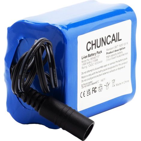 Batterie lithium-ion rechargeable DC12 V 6000 mAh, convient pour les caméras sans fil, les appareils photo, les lecteurs MP3, les claviers électroniques, etc. (1/5)