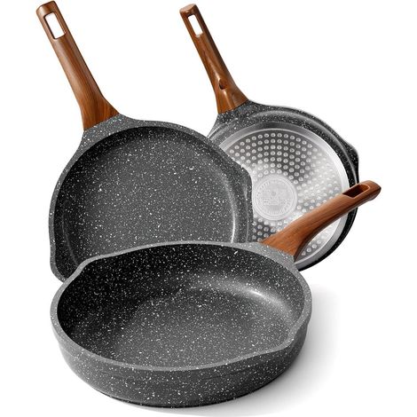 Induktions-Bratpfannen-Set 20/24/28cm, Antihaft, Granit-Optik, PFOA-frei (1/5)