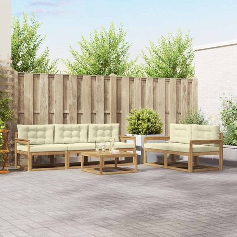 vidaXL Outdoor-Sofagarnitur mit Kissen 6 pcs Weiß und Creme (1/5)