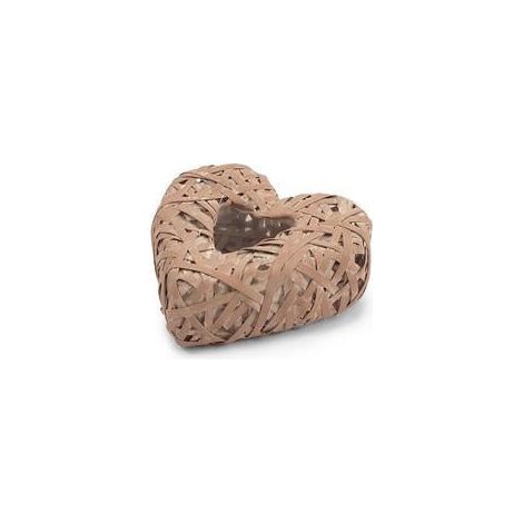 Porta vaso cuore vimini rosa, 26x23,5 cm (kit da 5)
