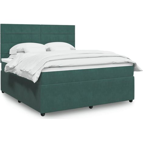 Giroletto a Molle con Materasso Verde Scuro 180x200 cm Velluto vidaXL (1/5)