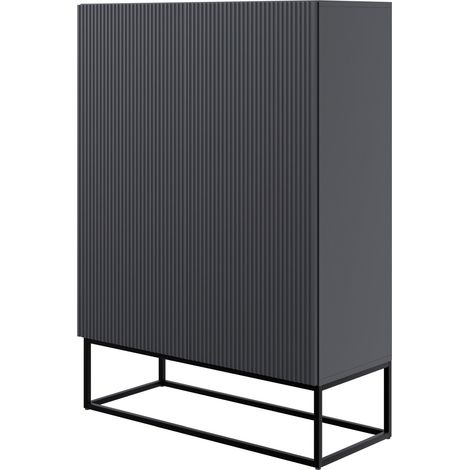 Selsey VELDIO - Commode haute à deux portes - 90 cm - noir avec pieds noirs (1/5)
