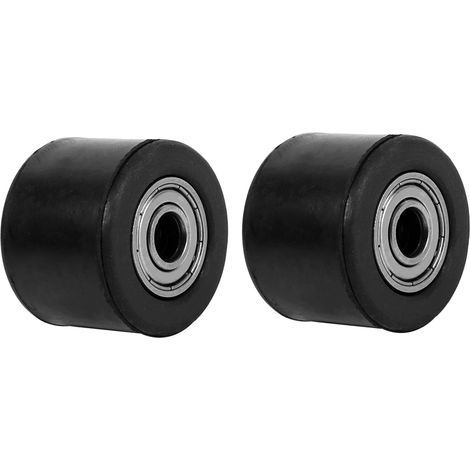 Tendeur de Poulie à Rouleau de Chaîne 2 Pièces de 8 Mm, Roue de Guidage Noire pour Moto Pit Dirt Bike, avec Roulements Robustes et Construction en Fer en Caoutchouc Dur (1/5)