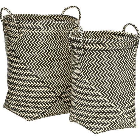 Premier Housewares Woven Black/White Laundry Baskets - Set of 2