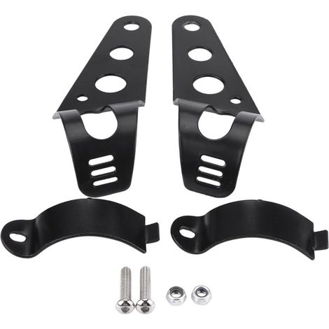 Kit de fixation pour phare de moto 35-43 mm avec collier de serrage pour fourche Noir pour Chopper Cafe Racer (1/5)