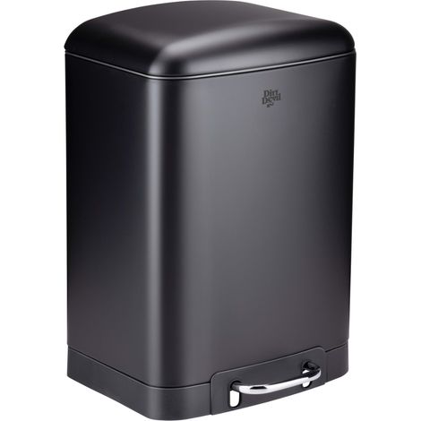 Poubelle à Pédale Acier Inoxydable Noir 12L Panier Amovible Fermeture Amortie (1/5)