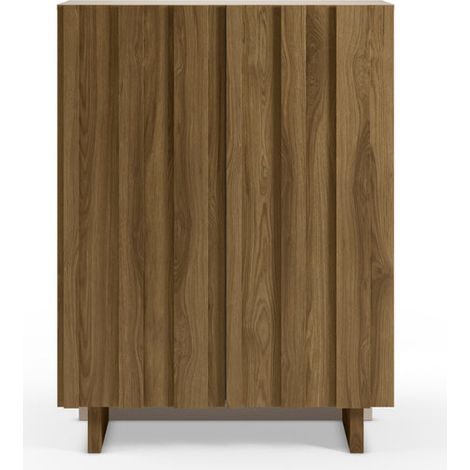 PERLA - Commode 2 tiroirs en MDF Chêne foncé (1/5)