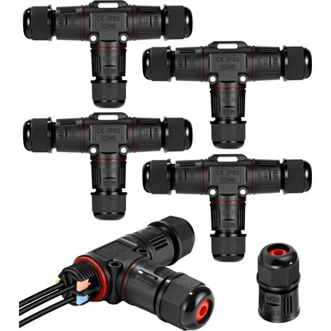 Conector eléctrico impermeable IP68 de 4 piezas, caja de conexiones de 3 vías, sin herramientas para cables de 3 a 12 mm, para uso en interiores y exteriores. (1/5)