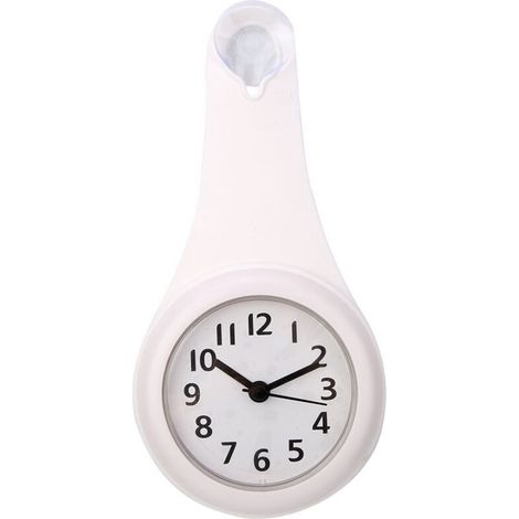 Wasserdichte und dekorative Wanduhr für Küche und Bad – Handtuchhaken-Design – Acryl, Kunststoffspiegel, Weiß, 22 cm