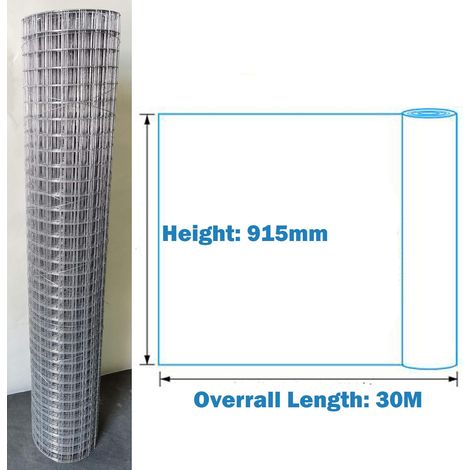 Welded Mesh Wire, Fence, 30M Galvanised Steel Garden Netting, 1”x1" hole Livestock Fencing Roll for Chickens, Rabbits, Dogs, Window Guards Vegetable Protection for Indoor or Outdoor (3 x 98.5FT) (1/5)