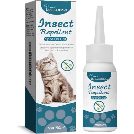 Répulsif anti-puces et anti-tiques pour animaux de compagnie, traitement antiparasitaire externe pour chats et chiens, nettoyant pour la peau, gouttes anti-poux et anti-tiques – 50 ml -- DTEKGAZ (1/5)