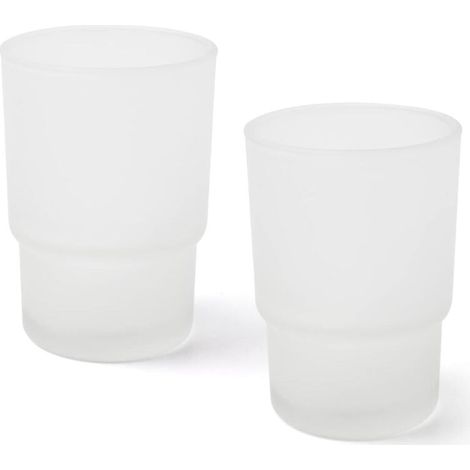 Lot de 2 gobelets de Rechange en Verre dépoli – Organisateur hygiénique pour Brosse à Dents – Design élégant et Pratique – Taille Standard… (1/4)