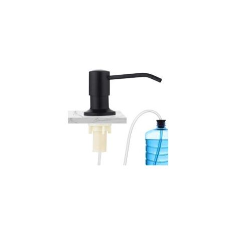 Dispenser di sapone integrato, kit dispenser di sapone in acciaio inox, dispenser di sapone per lavello da cucina nero in acciaio inox con testina di pompaggio integrata e tubo di prolunga - Crezuo