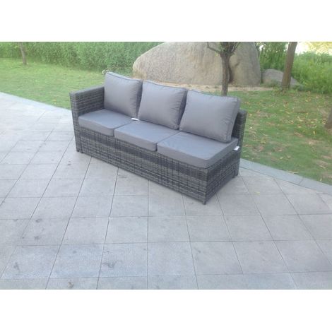 Fimous 3 Seater Single Arm Rest Rattan Lounge Sofa Patio Outdoor Garden Furniture With Seat And Back Cushion Right Side (1/3)