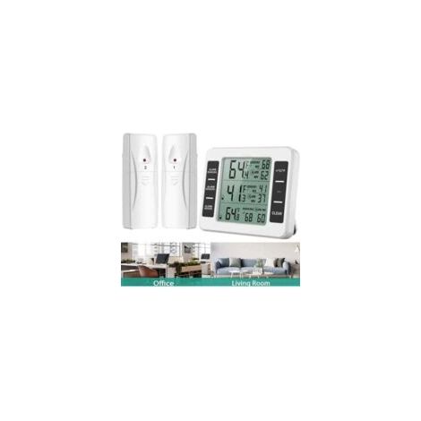 Kühlschrankthermometer, Kühlschrankthermometer mit Gefrierschrankalarm, kabelloses Innen-/Außenthermometer mit 2 Sensoren, MIN/MAX-Anzeige und Temperaturalarm, intelligentes Thermometer für Zuhause – 