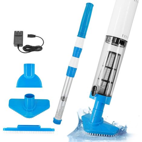 Lot de 1 Aspirateur de piscine portable avec perche télescopique, 3 en 1 rechargeable pour piscine, jacuzzi, piscine hors sol et creusée, jacuzzi, spas (1/4)