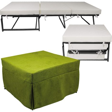Pouf Letto Brandina con Materasso Pieghevole 78x78x47 cm Avalli Contract Verde (1/5)