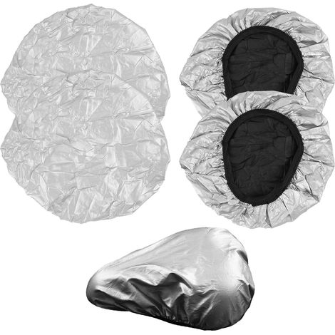 Housse de selle universelle pour vélo, lot de 4, 100 % imperméable, protection contre la pluie et les UV, convient aux vélos de randonnée, vélos de ville, VTT, BMX et vélos de route. Protection robust (1/5)