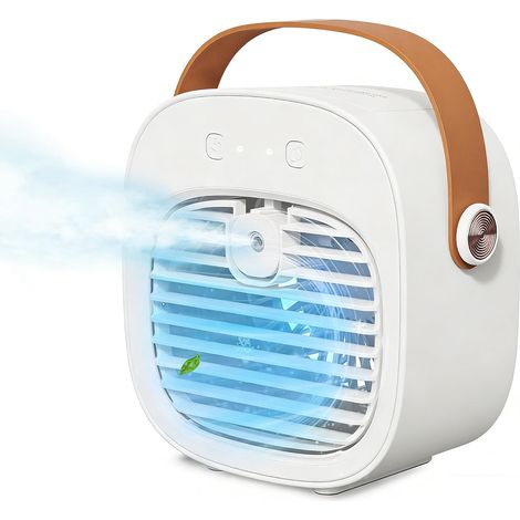 Ventilateur brumisateur portable 4000mAh climatiseur USB silencieux 3 vitesses(Blanc) (1/5)