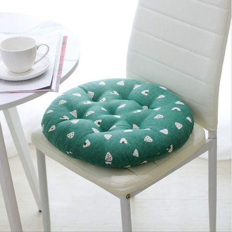 MIMOSON-Premium Cushion Chair Seat Pad Round Green Dot Cotton Linen Garden Office Dining Chair Cushion 40x40x5cm (1/5)