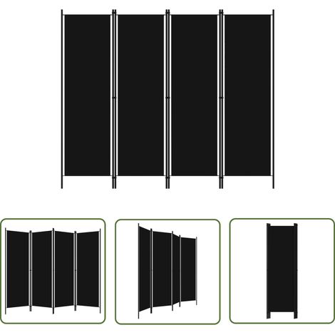 The Living Store 4-tlg. Raumteiler Schwarz 200x180 cm - Raumteiler - Zimmerteiler - Trennwandsystem - Sichtschutz - Dekorationsartikel (1/5)