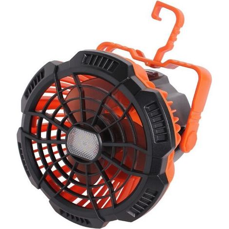 Ventilateur de Camping avec Lampe LED, Ventilateur Portable avec Batterie Rechargeable, Ventilateur USB Personnel avec Crochet