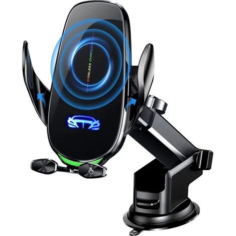 Support de téléphone avec chargeur sans fil pour voiture, fixation automatique 15 W pour charge rapide iPhone et Samsung - FX (1/5)