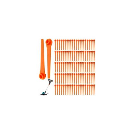Lot de 100 Lames de Rechange en Plastique pour Coupe-Bordures Gardena 9823 9825 9820 9821 Lames débroussailleuse 70mm