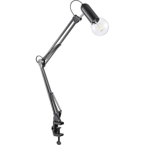 Retro Klemm Strahler Tisch Leuchte schwarz Arbeits Zimmer FILAMENT Lampe im Set inkl. LED Leuchtmittel