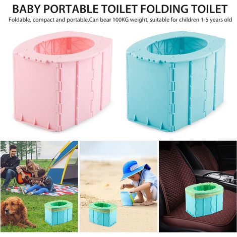 Toilettes de voiture pliables et portables, siège de toilette pliable et autonome pour enfants, idéal pour le camping, la randonnée et les longs voyages. (1/5)