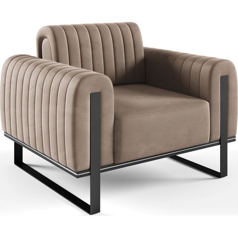 Selsey Parissa - Sessel, Samt Beige schwarze Füße, 106 cm (1/5)