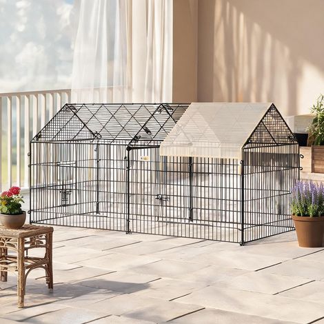 Enclos extérieur pour petits animaux 220 x 103 x 103 cm avec toit (1/5)