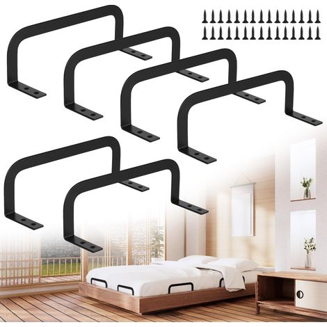 Lot de 6 Arret Matelas, Cale Matelas pour Stabilisation, Arceau Antidérapant, Butée de Glissement en Métal, Convient pour Panneaux de Lit Massifs (1/5)