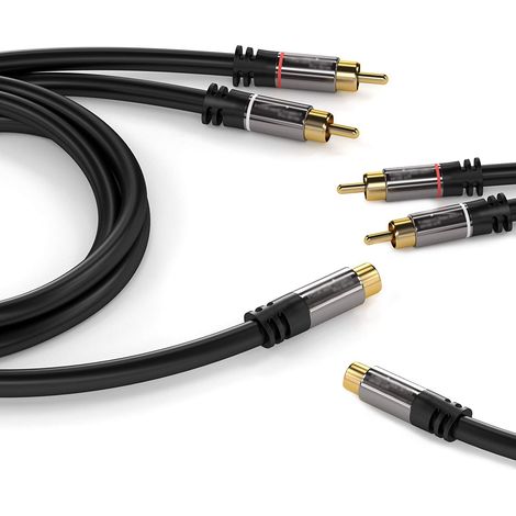 Cordon S-VHS HQ 1YC + 2 RCA Mâles - 1YC + 2 RCA Mâles Longueur 3 Mètres