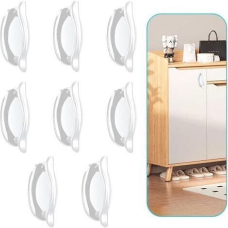 poignées de porte autocollantes, poignées en plastique autocollantes, boutons de tiroir autocollants sans perçage, pour fenêtres, portes vitrées, armoires (blanc, 8,2 x 4,8 x 3,1 cm)