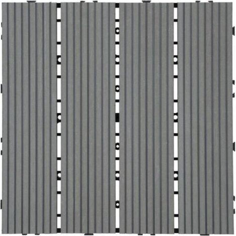 Carrelage de sol extérieur, aspect bois pour balcon/terrasse, structure 3D - gris, 30x30cm (1/3)