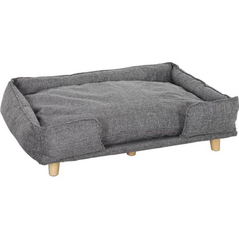 Canapé pour chien, lit pour animaux, coussin amovible et lavable, naturel et gris foncé (1/5)