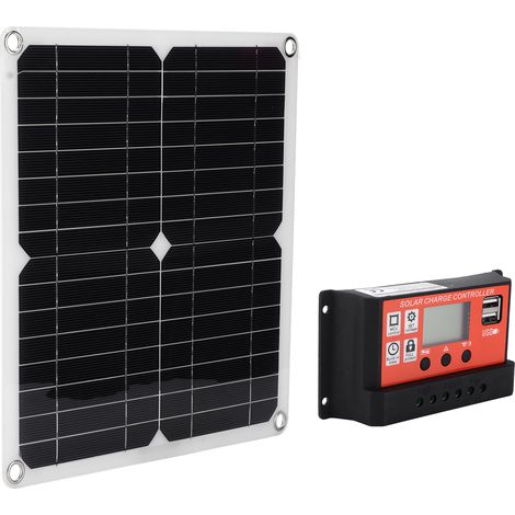 15W Solarpanel-Set mit zwei USB-DC-Ausgängen, 100A-Regler, Solarzellen für Auto, Boot und Batterie (orange). (1/5)