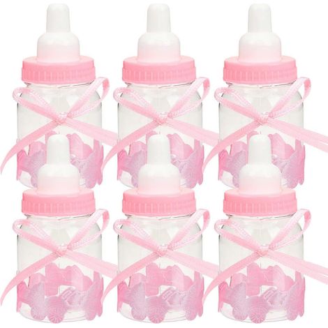 24 boîtes à bonbons en forme de bouteille de lait - Boîte de rangement pour bonbons - Idéale pour une baby shower-6x4cm-Pink (1/3)