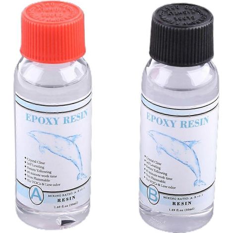 Résine époxy transparente 50 ml, forte adhérence, colle cristal AB 1:1 pour la création de bijoux en résine.