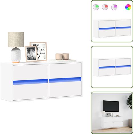 Armadio con cassetti - vidaXL Mobile TV a Parete con Luci LED Bianco 100x31x45 cm - Armadio salvaspazio